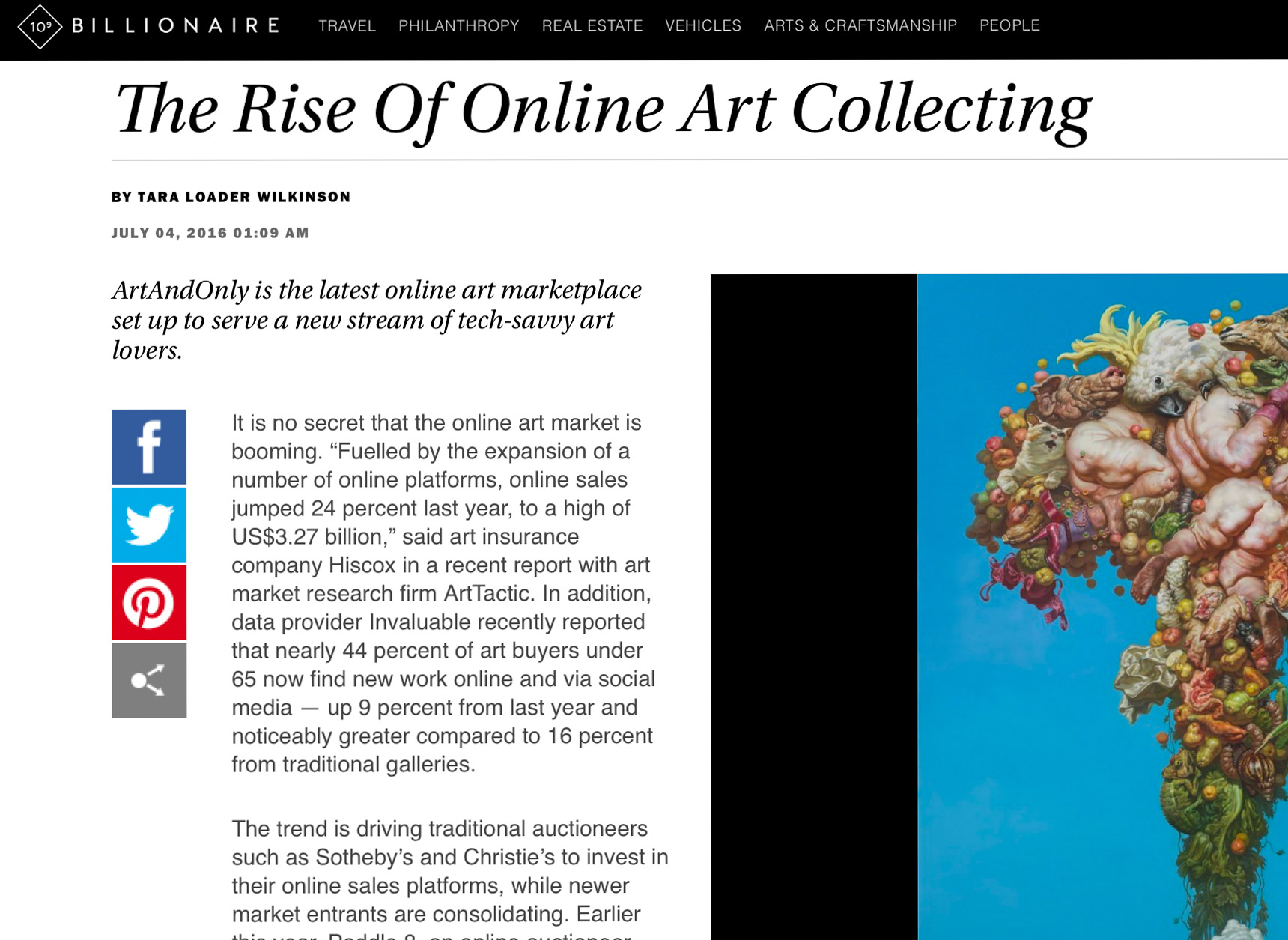 BILLIONAIRE.COM about the Rise of Online Art Collecting